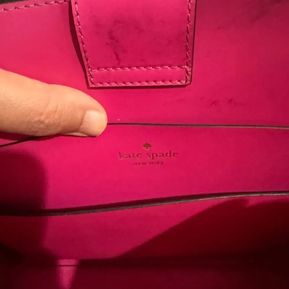 Kate Spade Arbour Hill Kyra Black Sweetheart Pink Leather Crossbody Handbag with